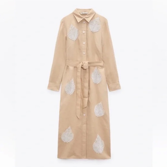 Zara Limited Edition Linen Dress With Beading REF. 2731/077